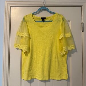 BY Design Women’s Short Sleeve Yellow Top‎ Size XL